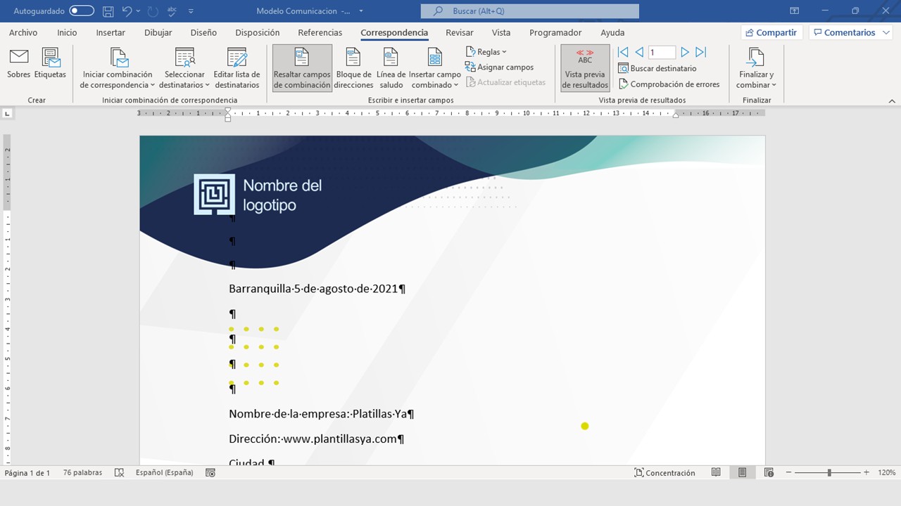 📄 Plantilla Editable de Comunicación Empresarial en Word
